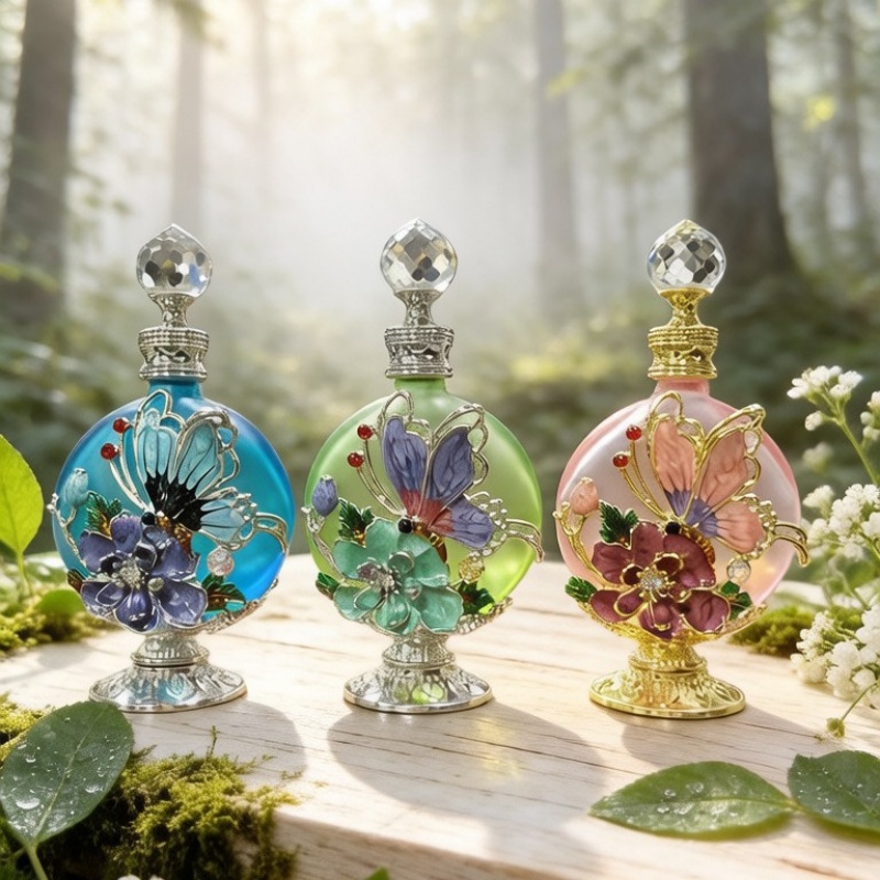 Perfume Fragrance Base - 4개입 빈 향수병 에나멜 나비 모양